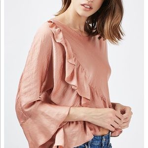 TOPSHOP satin ruffle top Size 6